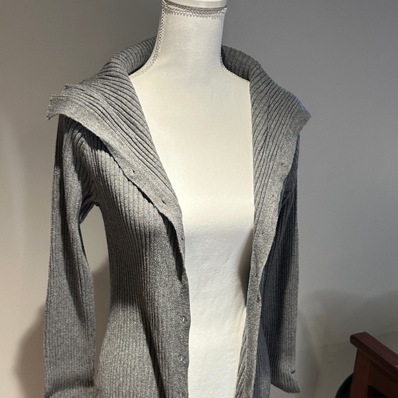 Pink Rose Heather Gray Ribbed Cardigan - Picture 2 of 6